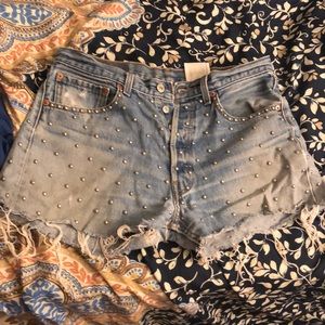 Beaded jean shorts